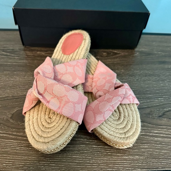 Coach Pink Signature Jacquard Charli Espadrilles Ladies Size 10 - Picture 1 of 8